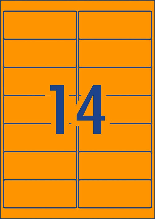 Avery Fluoro Orange Signalling Labels L7163FO 350 Pack 99.1 x 38.1mm 14UP