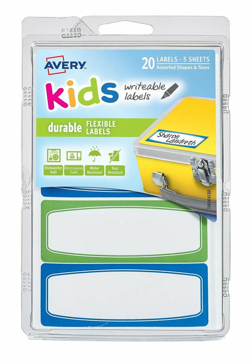 Avery Kids Writeable Labels Rectangular 89 x 32mm Lines 4UP