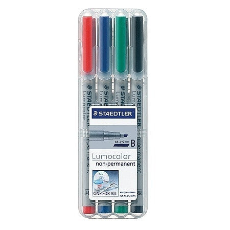 Staedtler Lumocolor Non-Permanent Pen Broad Assorted Wallet of 4 312 WP4