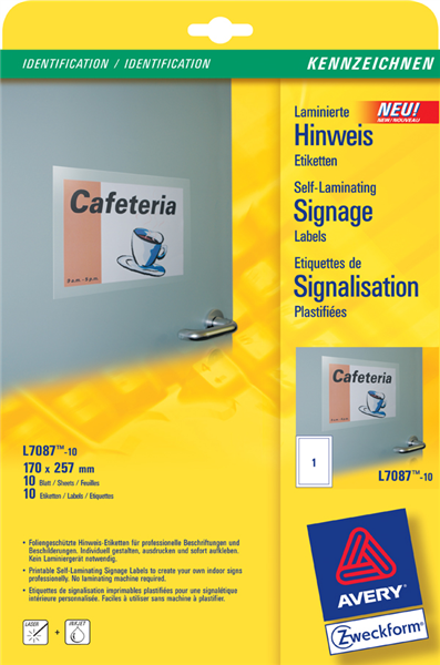 L7087 SELF LAMINATING1UP 170X257MM 10/PK