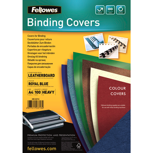 Fellowes Binding Covers Leatherboard A4 Blue