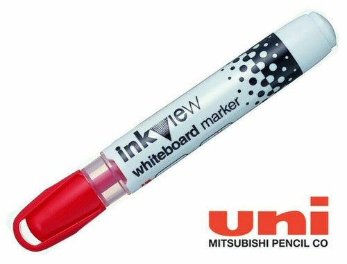 Uni Inkview Whiteboard Marker Bullet Tip 1.8mm Red Box of 12