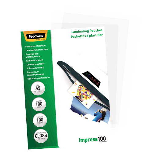 Fellowes Glossy A5 100 Micron Laminating Pouch 100 Pack