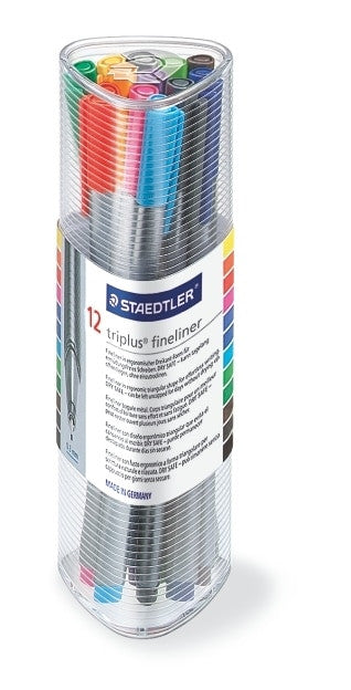Staedtler Triplus Fineliner Tin of 12 Assorted Colours 334 PR12