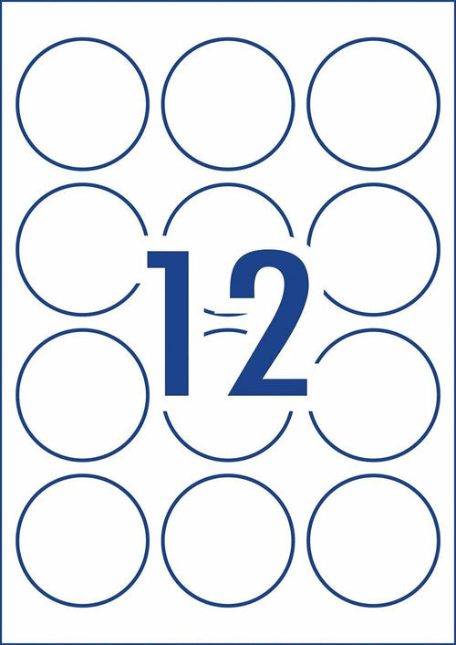 Avery White Round Removable Product Labels L7104REV 120 Pack 60mm Diameter 12UP