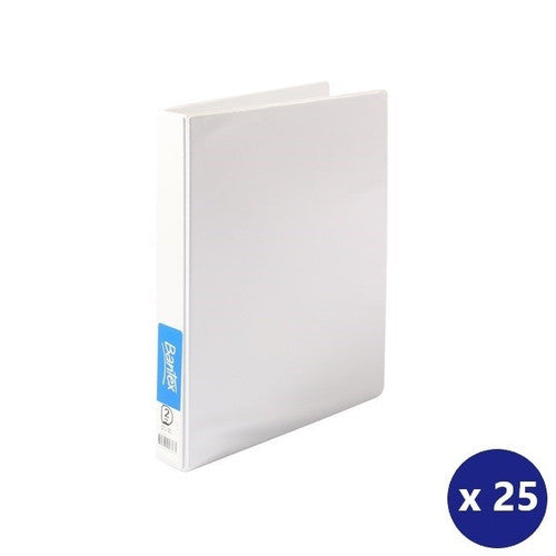 Bantex A4 Insert Binder Standard PP 2D 25mm White Box of 25