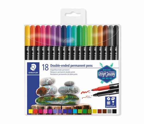 Staedtler 3187 TB18 Double-Ended Permanent Pens Wallet of 18 Assorted Colours