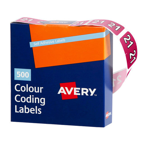 Avery 21 Side Tab Year Code Label 25 x 38mm 500 Box