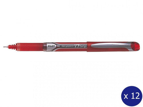 Pilot BXGPN-V7 Hi-Tecpoint Grip Rollerball Pen 0.7mm Red Box of 12