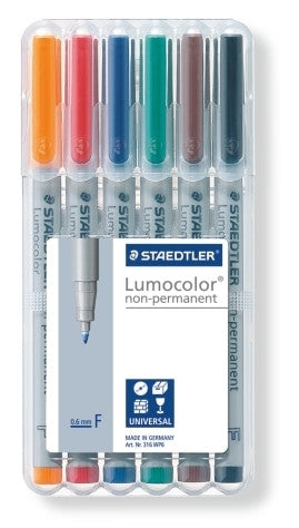 Staedtler Lumocolor Non-Permanent Pen Fine Assorted Wallet of 6 316 WP6