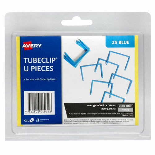 Avery Tubeclip U Piece Blue Pack 25