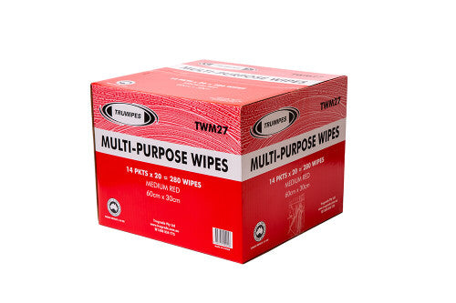 TruWipes Multipurpose Wipes Red 280 Pack 60 x 30cm
