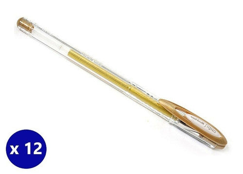 Uni Signo Noble Metal Gel Ink Pen 0.8mm Gold Box of 12