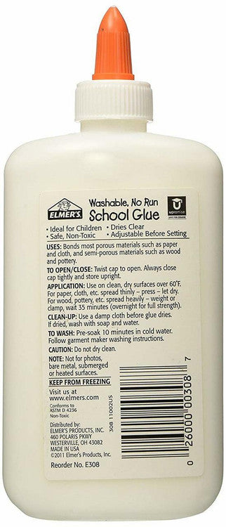 Elmers E308 School Glue 225ml Bottle Box of 6