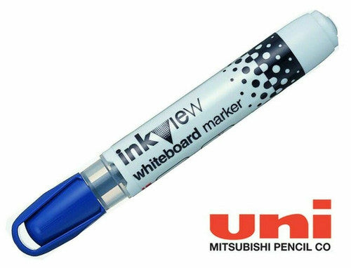 Uni Inkview Whiteboard Marker Bullet Tip 1.8mm Blue Box of 12