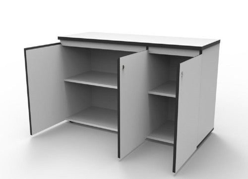 Rapidline Deluxe Infinity Swing 3 Door Cupboard 1200 x 450 x 730mm Natural White / Black