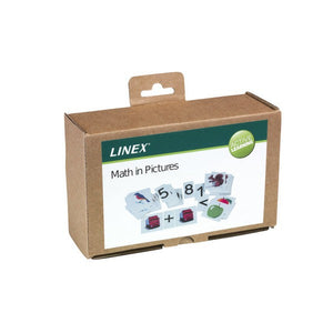 Linex Math in Pictures box showing picture, number and sign cards