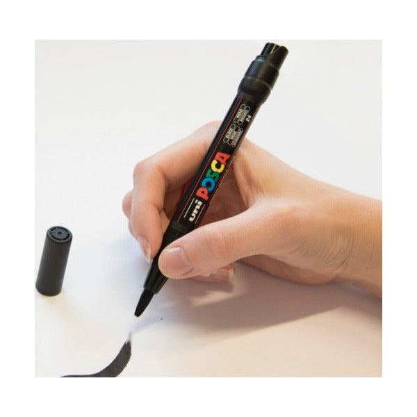 Posca PCF-350 Paint Marker Pen Brush Tip Bundle of 10 Individual Colours