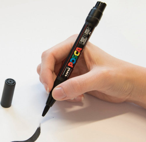 Posca PCF-350 Paint Marker Pen Brush Tip Bundle of 10 Individual Colours