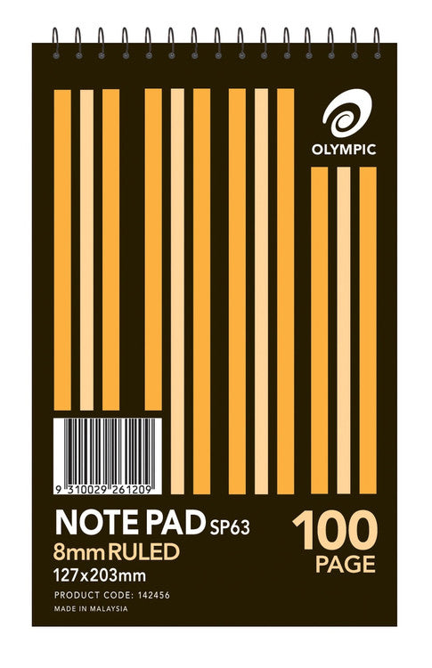Olympic Notepad 127 x 203mm 100 Pages 8mm Spiral Pack of 20