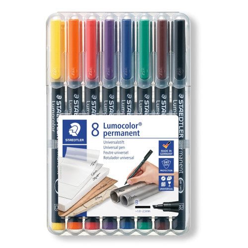 Staedtler Lumocolor Permanent Pen Broad Assorted Wallet of 8 314 WP8