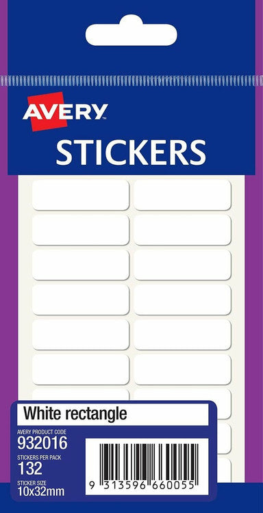 Avery White Multi-Purpose Stickers Rectangle 30 x 12mm 132 Pack