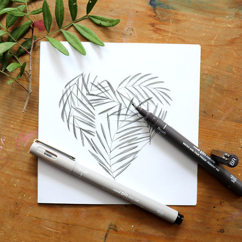 Uni Pin Brush Tip Fineliner Dark Grey Box of 12