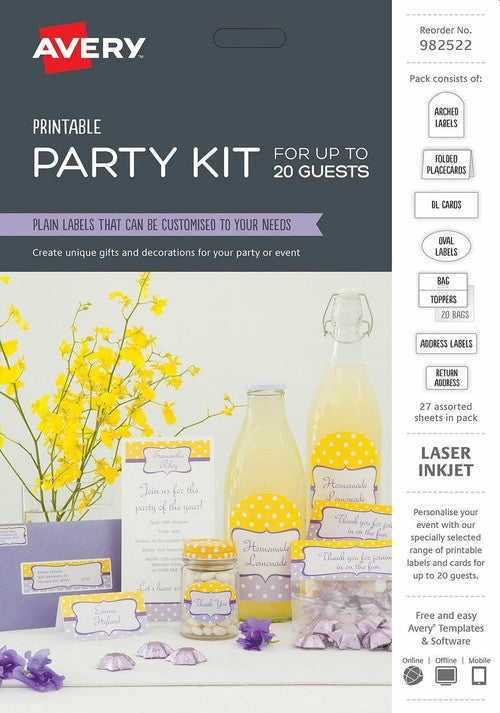 Avery Assorted Printable Party Kit
