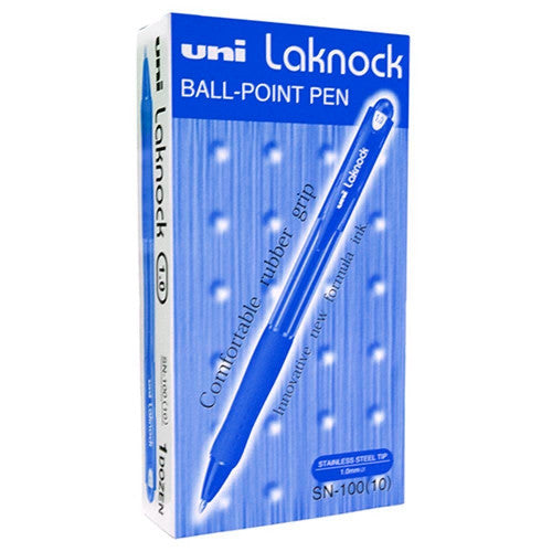 Uni Laknock SN-100 Retractable Ballpoint Pen 1.0mm Blue Box of 12