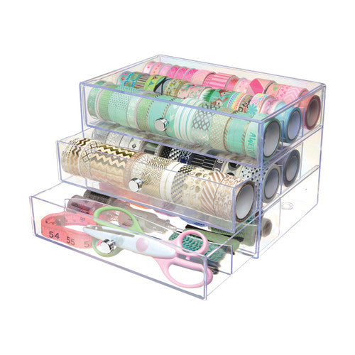 Deflecto 3 Drawer Clear Craft Organiser