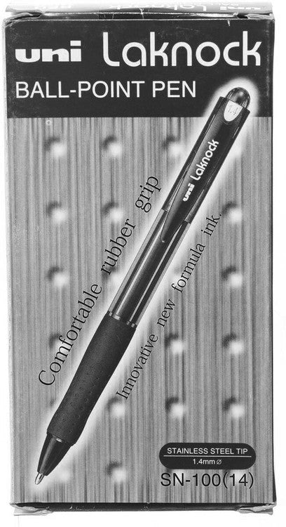 Uni Laknock Ballpoint Pen 1.4mm Black Box of 12