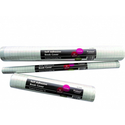Protext Everyday Self Adhesive Book Cover 50 Micron 450mm x 1m Roll Clear