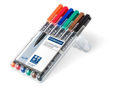 Staedtler Lumocolor Permanent Pen Medium Assorted Wallet of 6 317 WP6