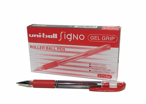 Uni-Ball Signo Gel Grip Pen 0.7mm Red Box of 12