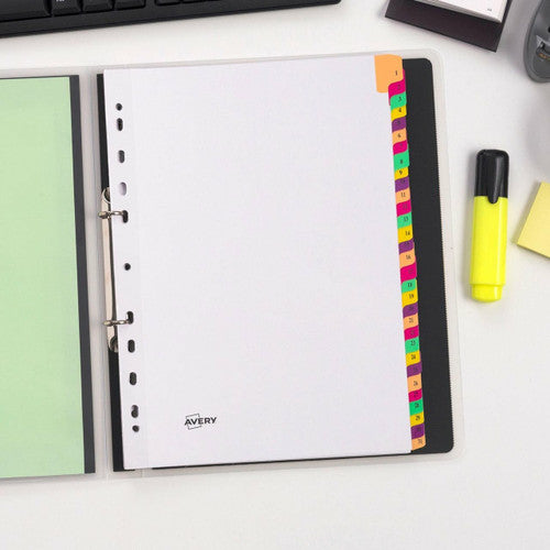 Avery Fluorescent Mylar Tab Dividers 1-31 Index