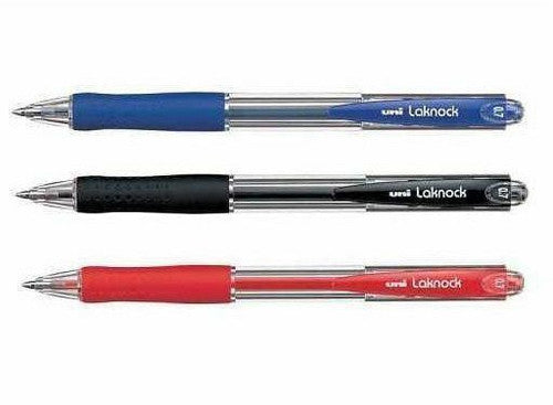 Uni Laknock SN-100 Retractable Ballpoint Pen 0.7mm Red Box of 12