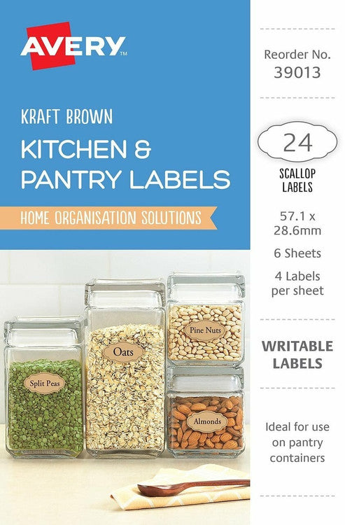 Avery Kraft Brown with Black Border Oval Removable Multi-Use Labels 24 Pack 57.1 x 28.6mm