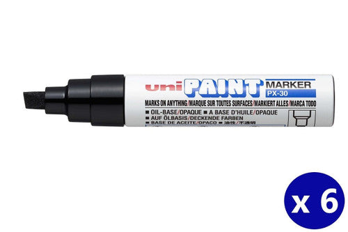 Uni Paint Permanent Marker 8mm Bold Chisel Tip Black Box of 6
