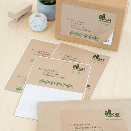 Avery Brown Kraft TrueBlock Shipping Labels L7168 40 Pack 199.6 x 143.5mm 2UP