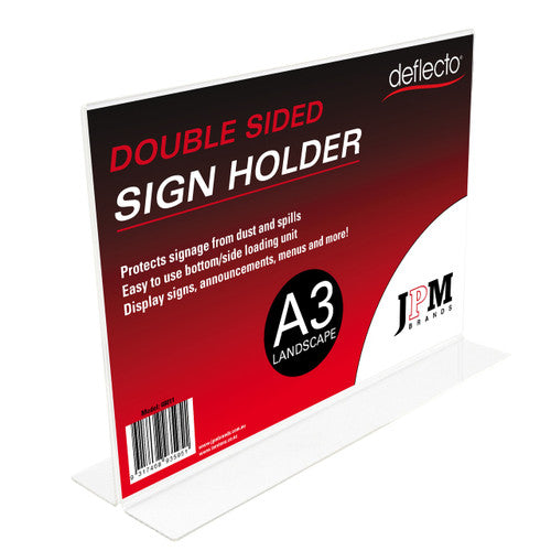 Deflecto Double Sided T-Shape Sign Holder A3 Landscape
