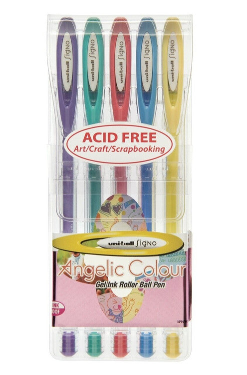 Uni-Ball Signo Angelic Colours Gel Ink Pen 0.7mm Assorted Wallet of 5