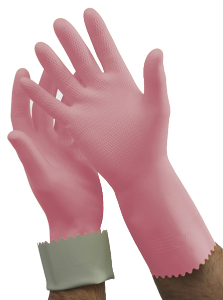 Oates Rubber Gloves Silverlined Pink Medium Size 8