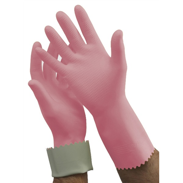 Oates Rubber Gloves Silverlined Pink Medium Size 8
