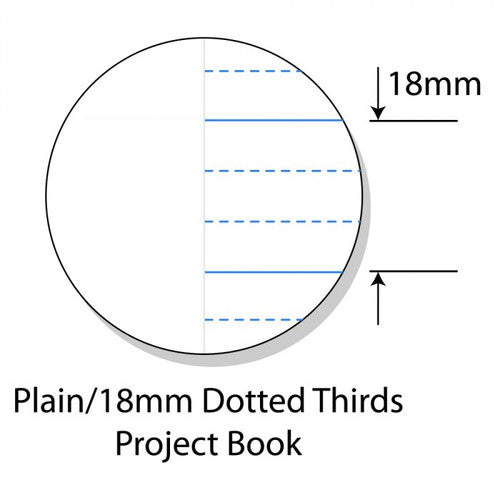 Protext Project Book 330x240mm 64 Page Plain Plus 18mm Dotted Thirds Ruled Polypropylene Bat Cover Pack 10 — open pages