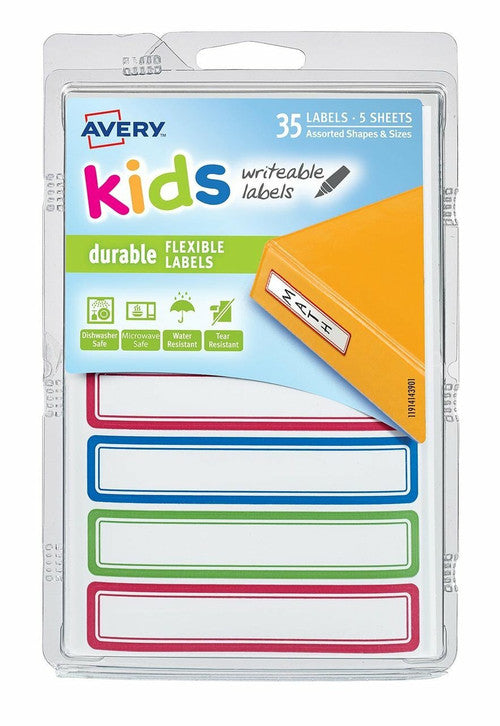Avery Kids Writeable Labels Rectangular 89 x 16mm Lines 7UP