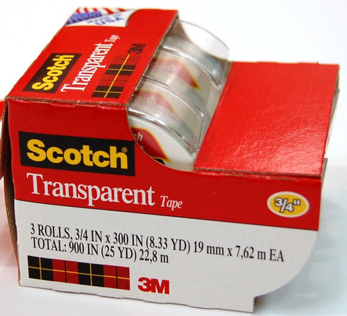 Scotch 3157S Transparent Tape with Dispenser 19mm x 7.62m Pack of 3