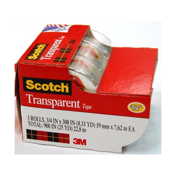 Scotch 3157S Transparent Tape with Dispenser 19mm x 7.62m Pack of 3