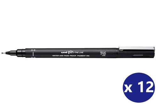 Uni Pin Fineliner 0.9mm Black Box of 12