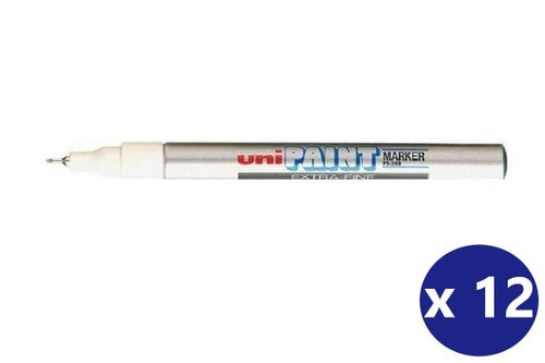 Uni Paint PX-203 Permanent Marker 0.8mm Ultra Fine Silver Box of 12