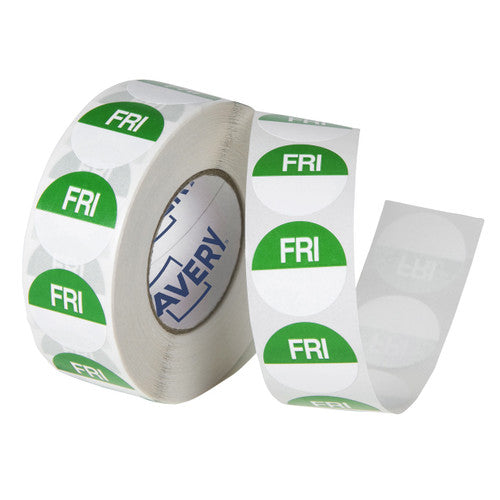 Avery Friday Day Labels 24mm Removable Green White 1000 Labels